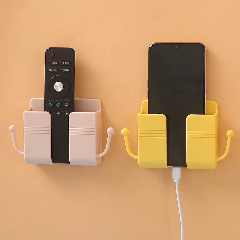 Punch Free Wall Mounted Storage Box Mobile Phone Plug Wall Holder Charging Bedroom Sundry Kitchen Bathroom Accessories Organize