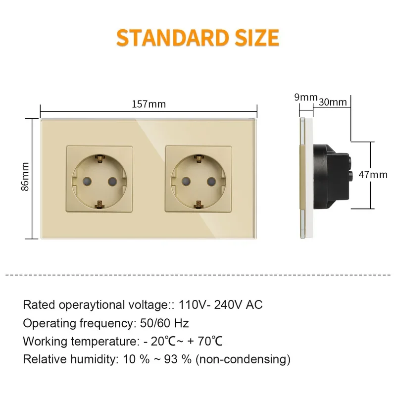 Bingoelec Gold Touch Switch and Electrical Sockets Wifi Switch with Socket with Crystal Glass Panel Home Improvement