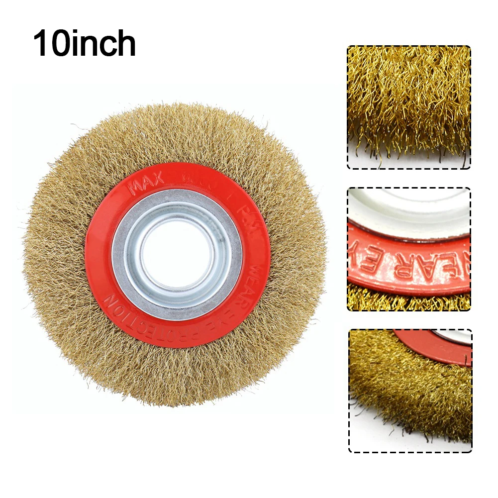 

1pcs 250mm Copper-plated Steel Wire Brushes For Metal Wood Rust Removal Deburring Polishing Power Tools Accessories