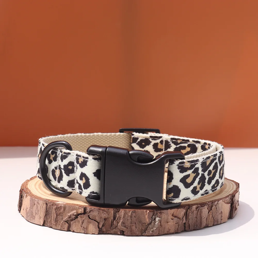 1pc Customizable Leopard Print Pet Collar with Name, Pet Gift