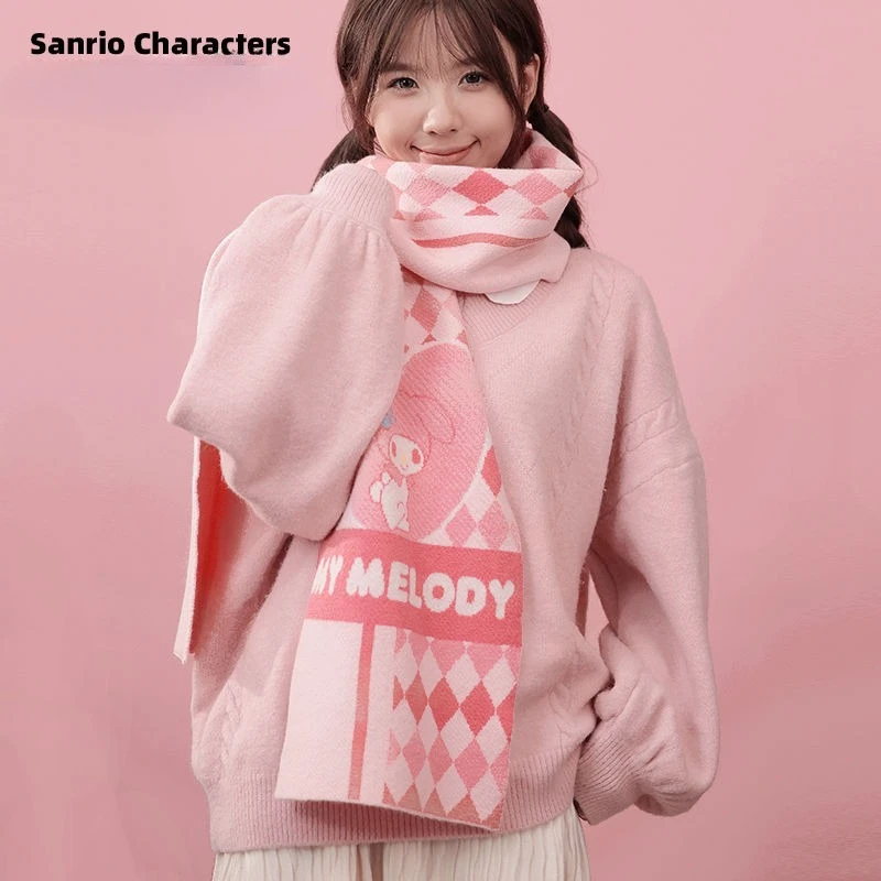 

MINISO Sanrio Cute Scarf Daily All-match Girl's Heart Color Spelling My Melody Thickened Keep Warm Windproof A Must-have Goddess
