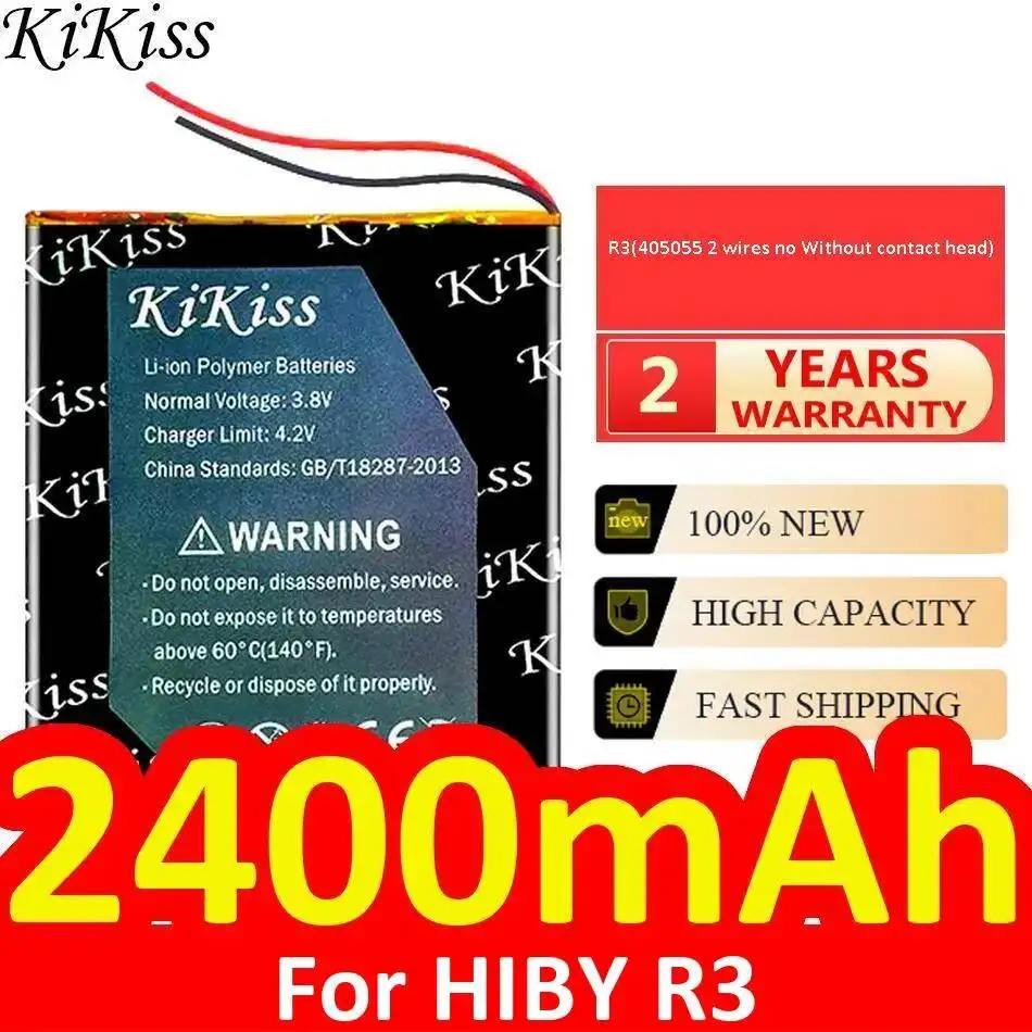 Safe Environmentally Friendly 2400mAh For Hiby R3 Player 405055 2 Wires NO Without Contact Head Portable Music Player Battery