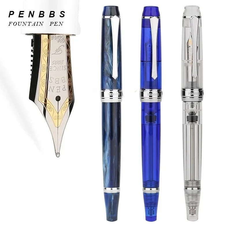 

PENBBS 456, прозрачная красочная перьевая ручка из смолы с вакуумным наполнением, тонкий наконечник, модный письменный офис, подарок, чернильная ручка, школьные принадлежности
