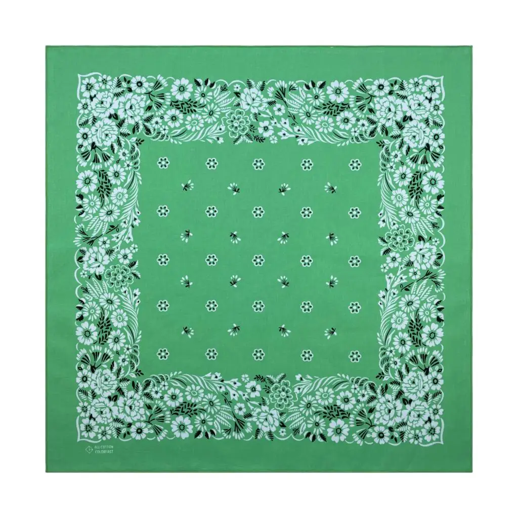 High Quality New Design Hip Hop Green Cotton Square Scarf Ethnic Flowers Bandana Scarf Print Headband Paisley Gifts Unisex