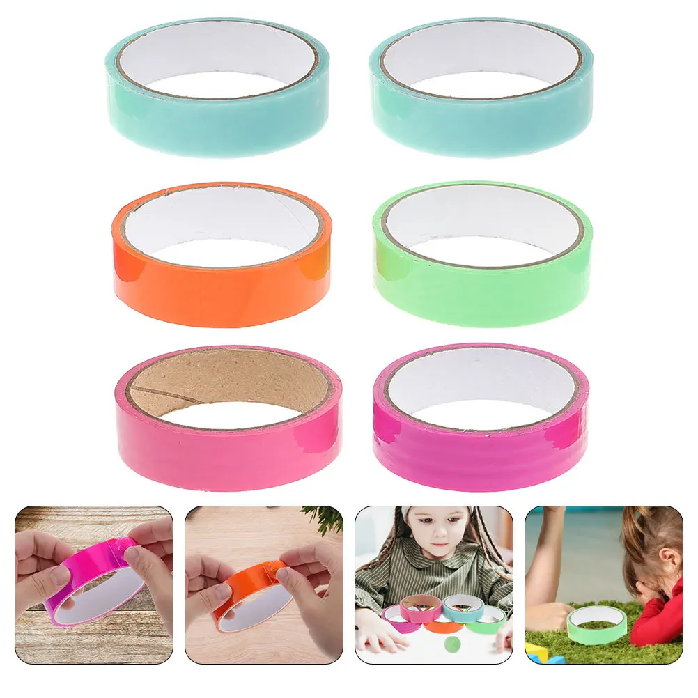 

6 Rolls Colorful Sticky Ball Tape Adhesive Tapes for Stress Relief Decompression Sensory Fun DIY Craft Activity