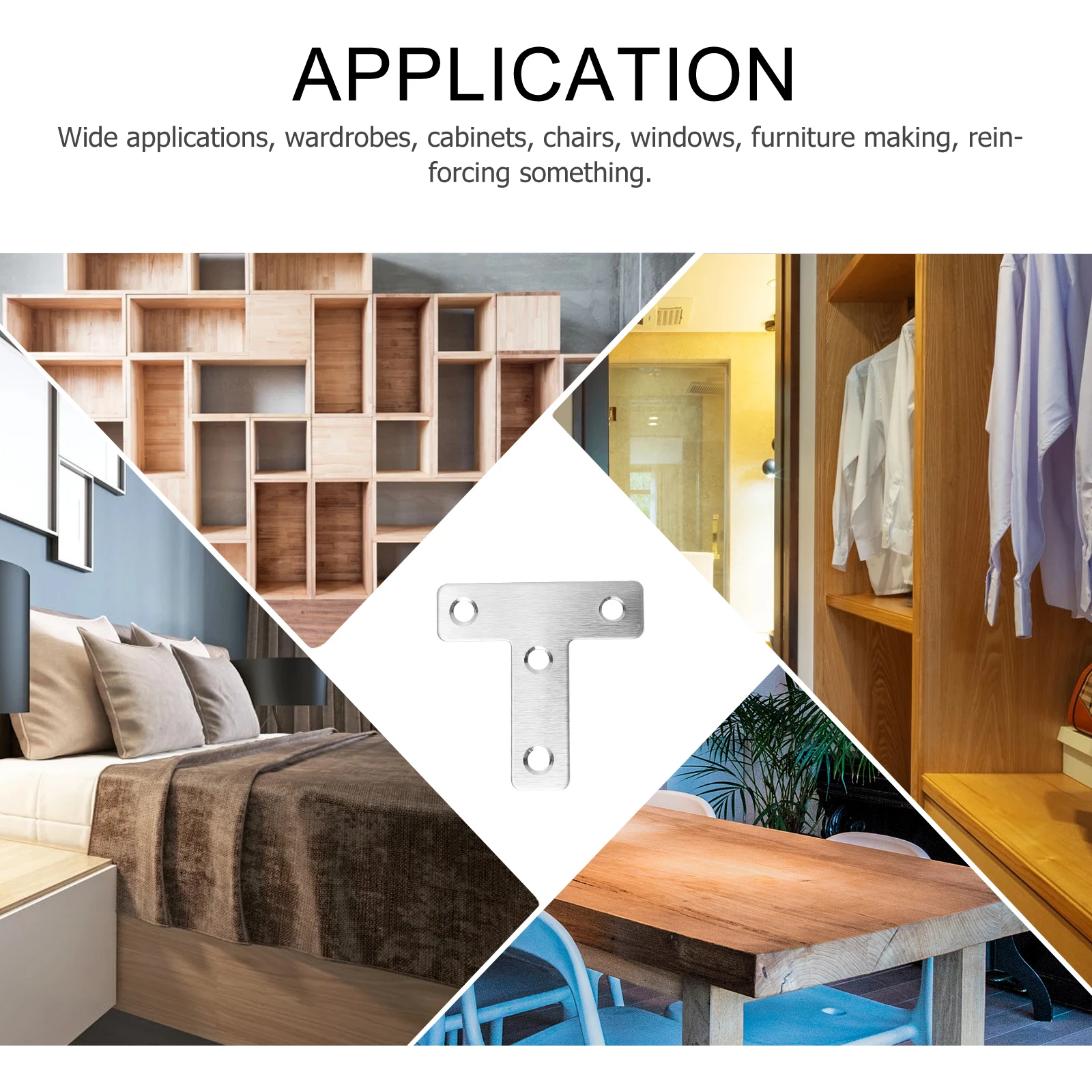 

20 Pcs Stainless Steel T-shaped Flat Angle Brackets Durable Right Angle Fixers Furniture Connectors Easy Installation