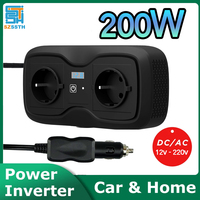 Car 200W Inverter DC To AC 12V to 220V QC3.0 Type C AC EU Socket Auto Mounted Solar Inverter Cigarette Lighter 400W Peak Power