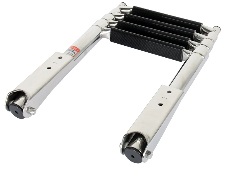 Marine Stainless Steel 4-Step Telescoping Folding Boat Swim Ladder with Non-Slip Steps New Condition for Yacht Dock Pontoon