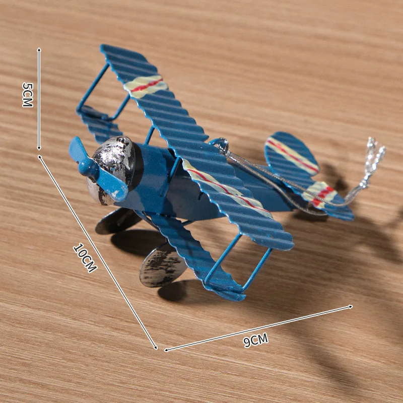 1Pc Vintage Metal Airplane Model Biplane Aircraft for Home Livingroom Decor Children Boys Preschoolers Outdoor Fun Toys