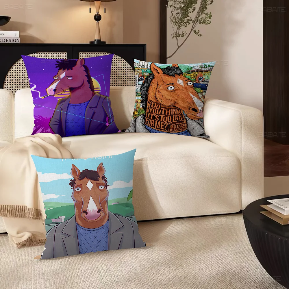 

B-BoJack Funny H-Horsemans Pillow Anime Pillow Sofa Bed Head Pillow Cover Cushion Cover 45x45 Cm Fashion