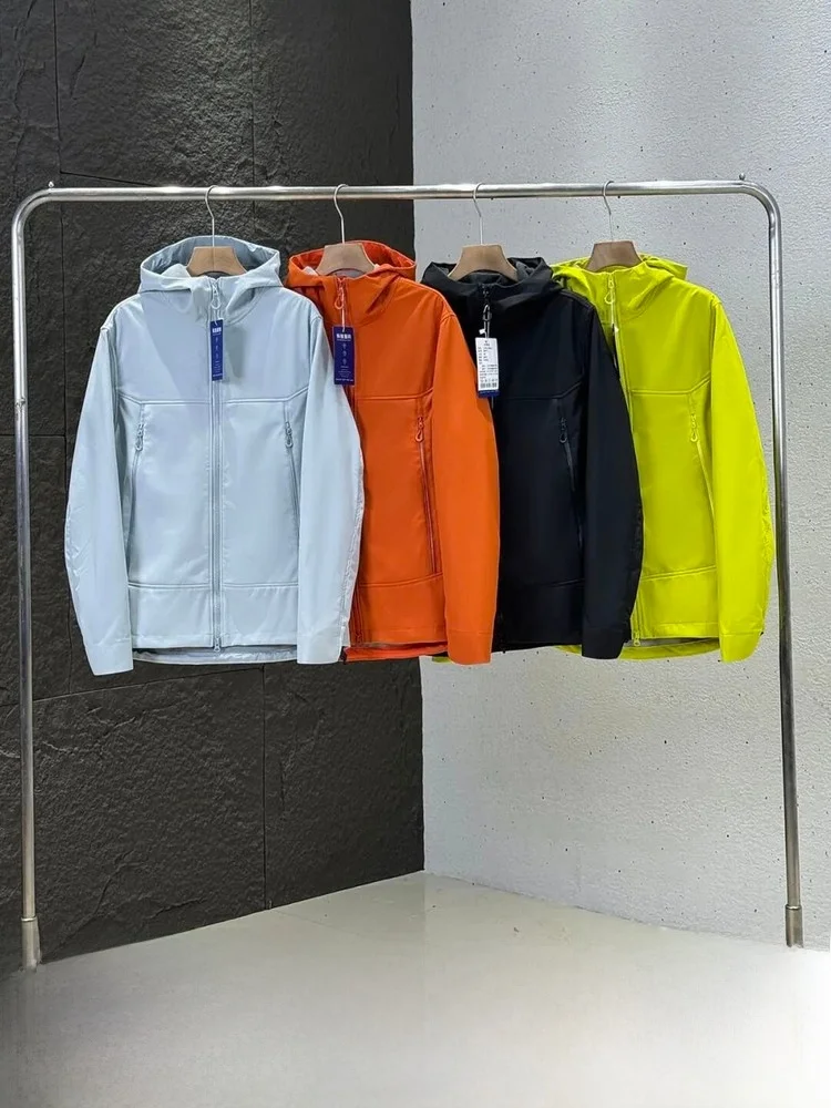 

Waterproof Outdoor Softell Jaet Couple Sle New Autumn Winter Men's Fce Lined Stand Fit Zipper Closure Hooded Coat