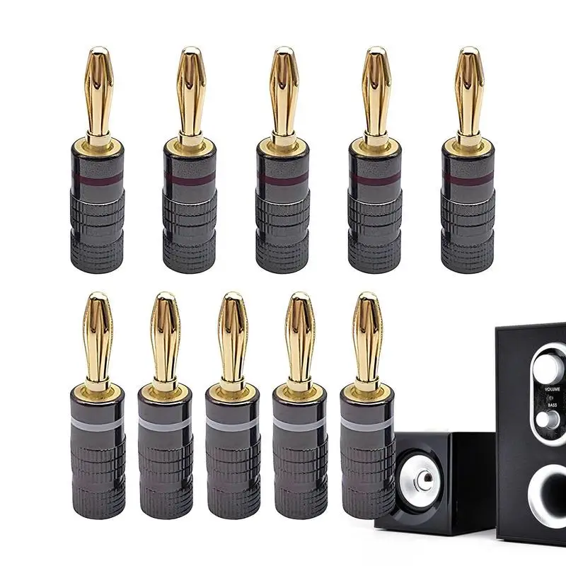 Gold Plated Speaker Banana Plugs 4mm 24K Gold Plated Banana Plugs For Speaker Wires Radio Receiver Wire 10X Banana Plug Male