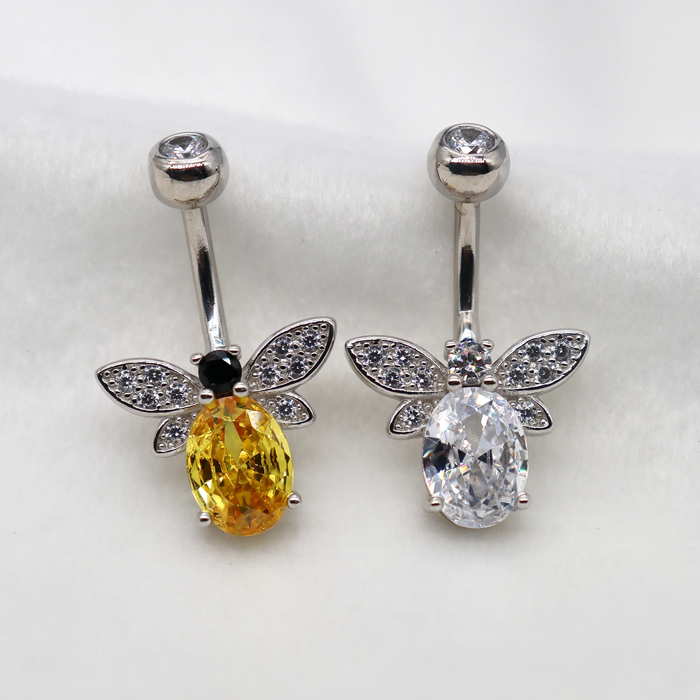 

925 Sterling Silver Bee Piercing Belly Button Body Jewelry For Girls Seaside Dressing Exquisite Zircon Inlay Piercing Navel