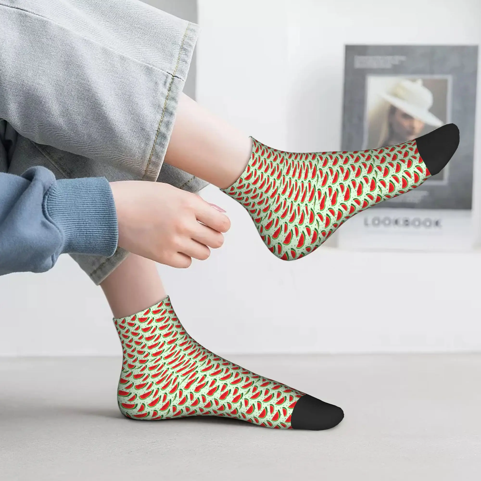 

Всесезонные милые носки с ломтиками арбуза, Harajuku, высококачественные носки для экипажа, забавные чулки для мужчин и женщин, подарки