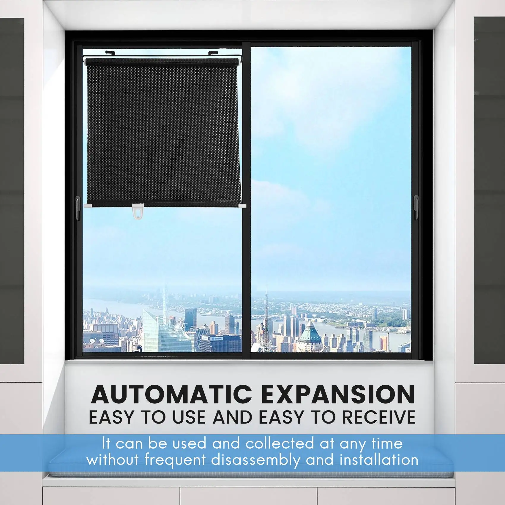 

QGHZ Sunshade Roller Blackout Suction Cup Blinds Curtains for Living Kitchen Office Car Window Free-Perforated Curtain A