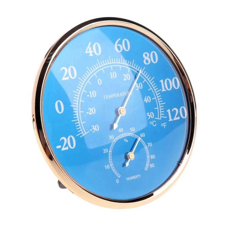 Round Thermometer Hygrometer High Curacy Temperature Humidity Meter Gauge Blue For Home Office