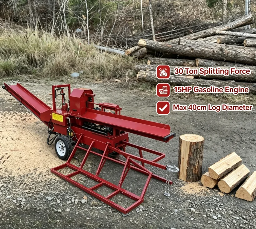 Customized Professional Diesel Engine Hydraulic 45T Firewood Processor With 4-Way Splitting Wedge For Forestry Work Industrial L