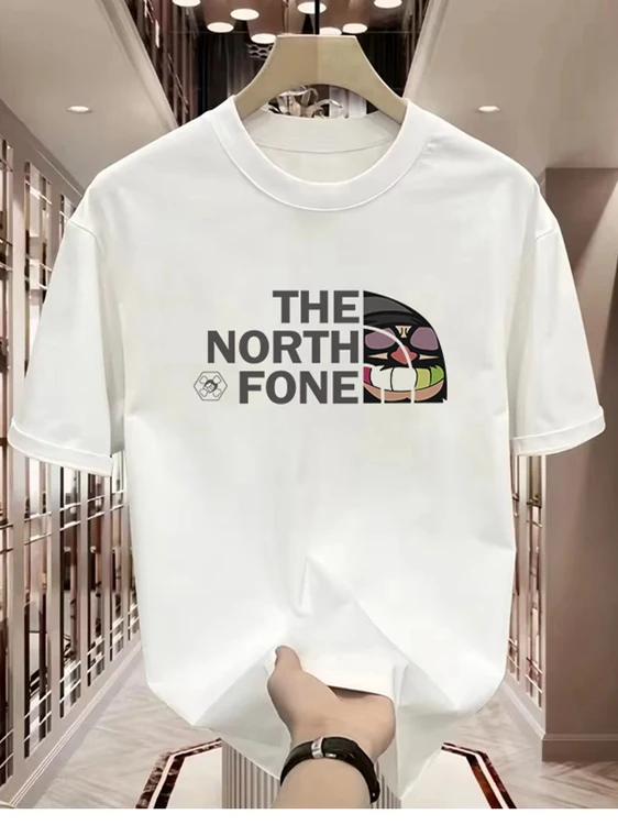 

American fashion brand double-yarn combed short-sleeved men's casual loose round collar couple's T-shirt all-match top
