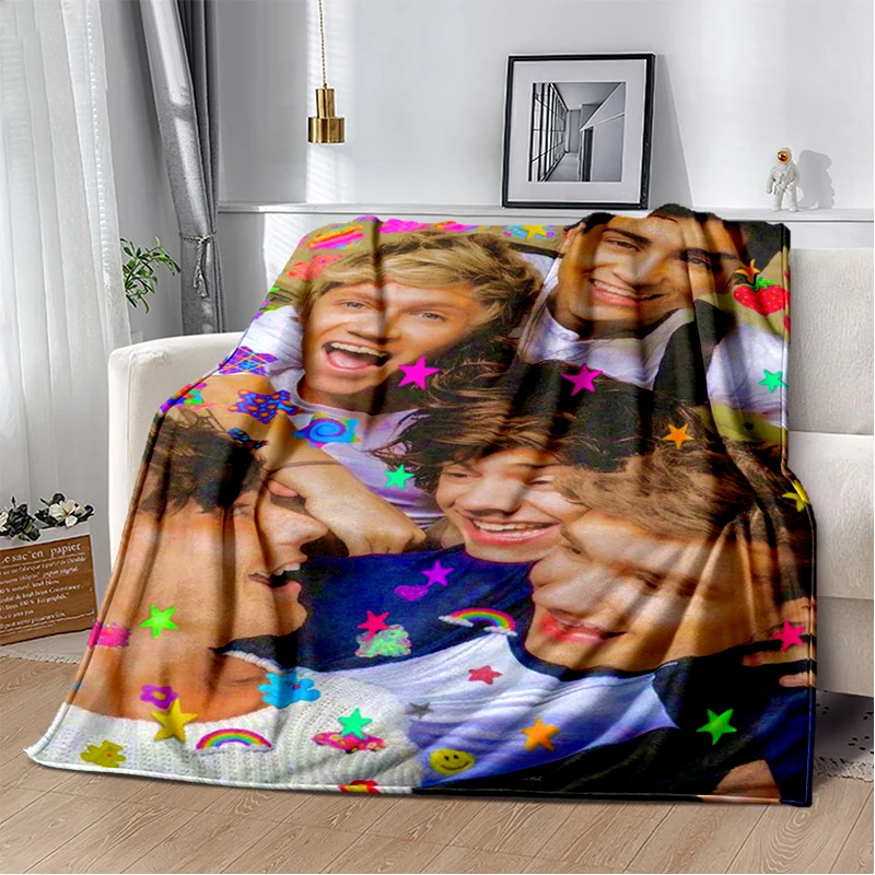 3D One D-Direction Popular Singer Flannel Blanket Soft Warm Throw Blanket for Bedroom Living Room Bed Travel Camping Picnic Gift