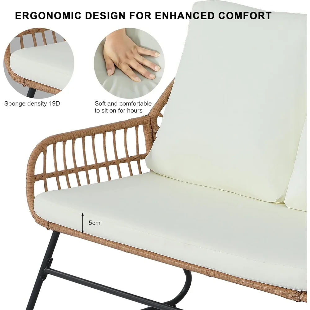 مجموعة أثاث الفناء الخارجي مكونة من 4 قطع، مجموعة محادثة للفناء، مجموعات بيسترو من الخيزران مع كراسي بمقعدين و