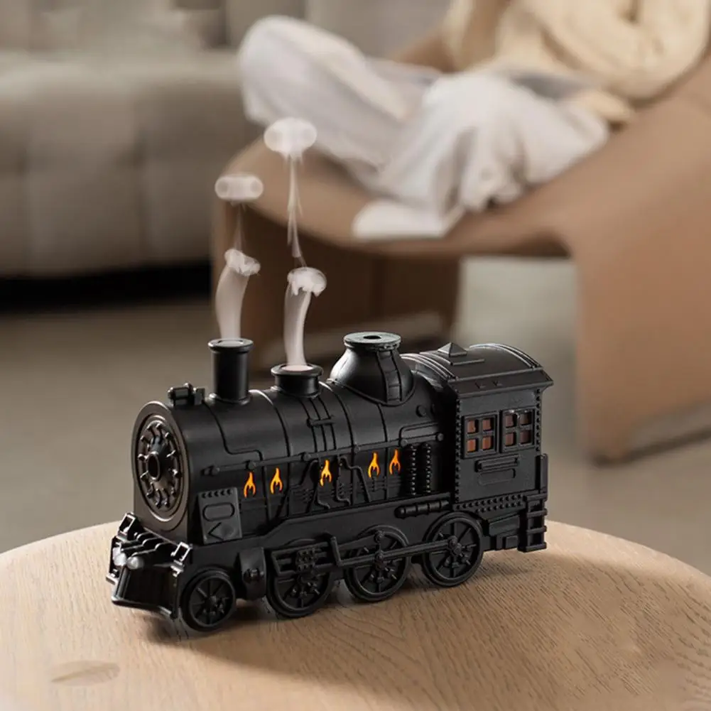 300ml Vintage Train Aromas Diffuser, Locomotive Humidifier with Remote & LED Light, 2 Mist Modes Timer Essential Oil Diffuser