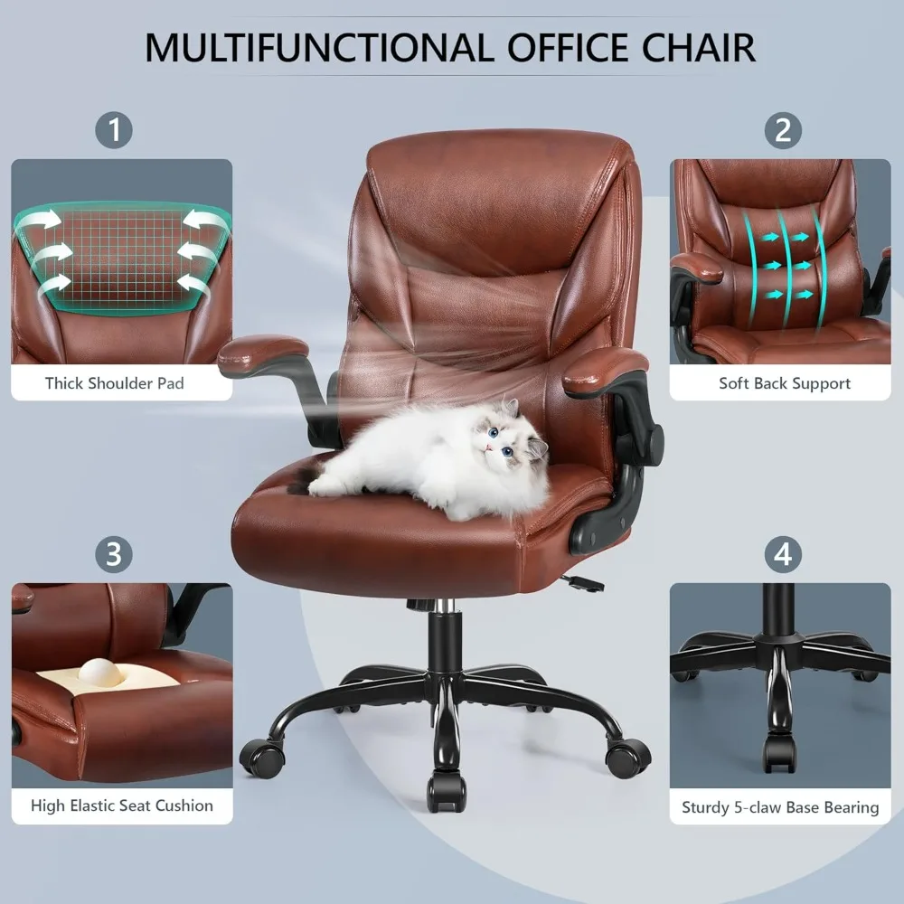 كرسي مكتب مدمج للأشخاص القصيرين - كرسي مكتب صغير من جلد البولي يوريثان مع دعم قطني مريح، 360 درجة ° عجلات دوارة، قابلة للتعديل #3