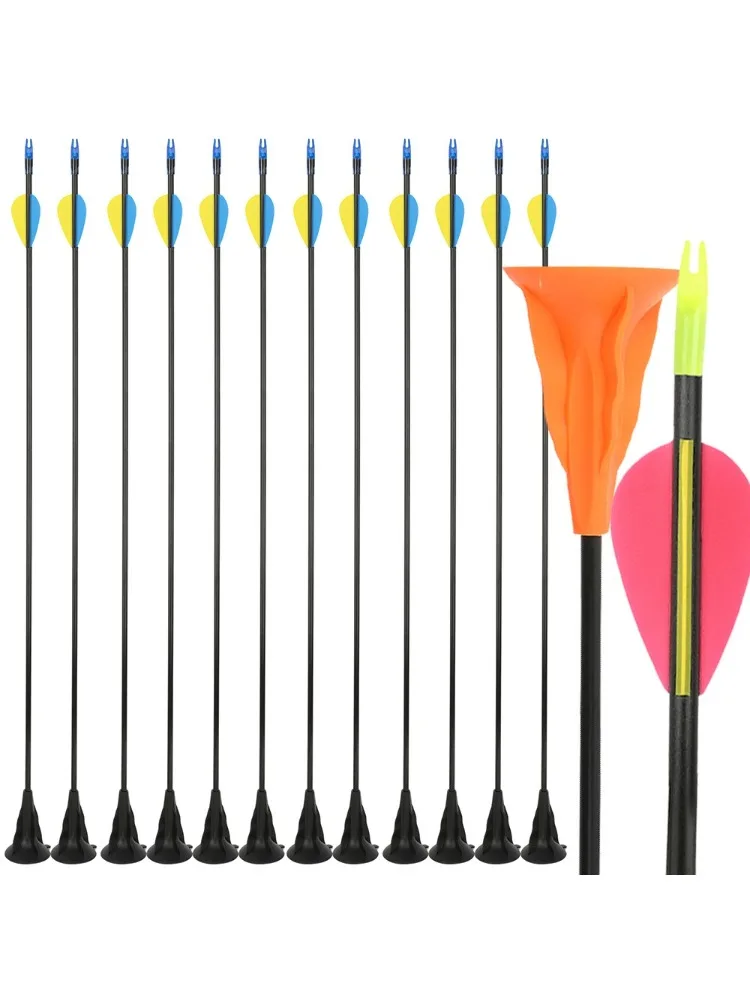 Flèches de tir à l'arc à pointe ventouse 6/12 pièces en fibre de verre, flèches de pratique sûres pour les jeux de tir et l'entraînement aux compétences