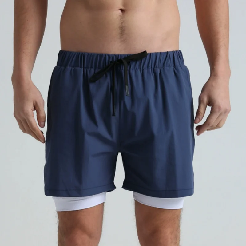 New sports Men's double-deck shorts Gyms Fitness Quick Dry Training Shorts men 2 In 1 Multi-pocket sweatpants men Running shorts
