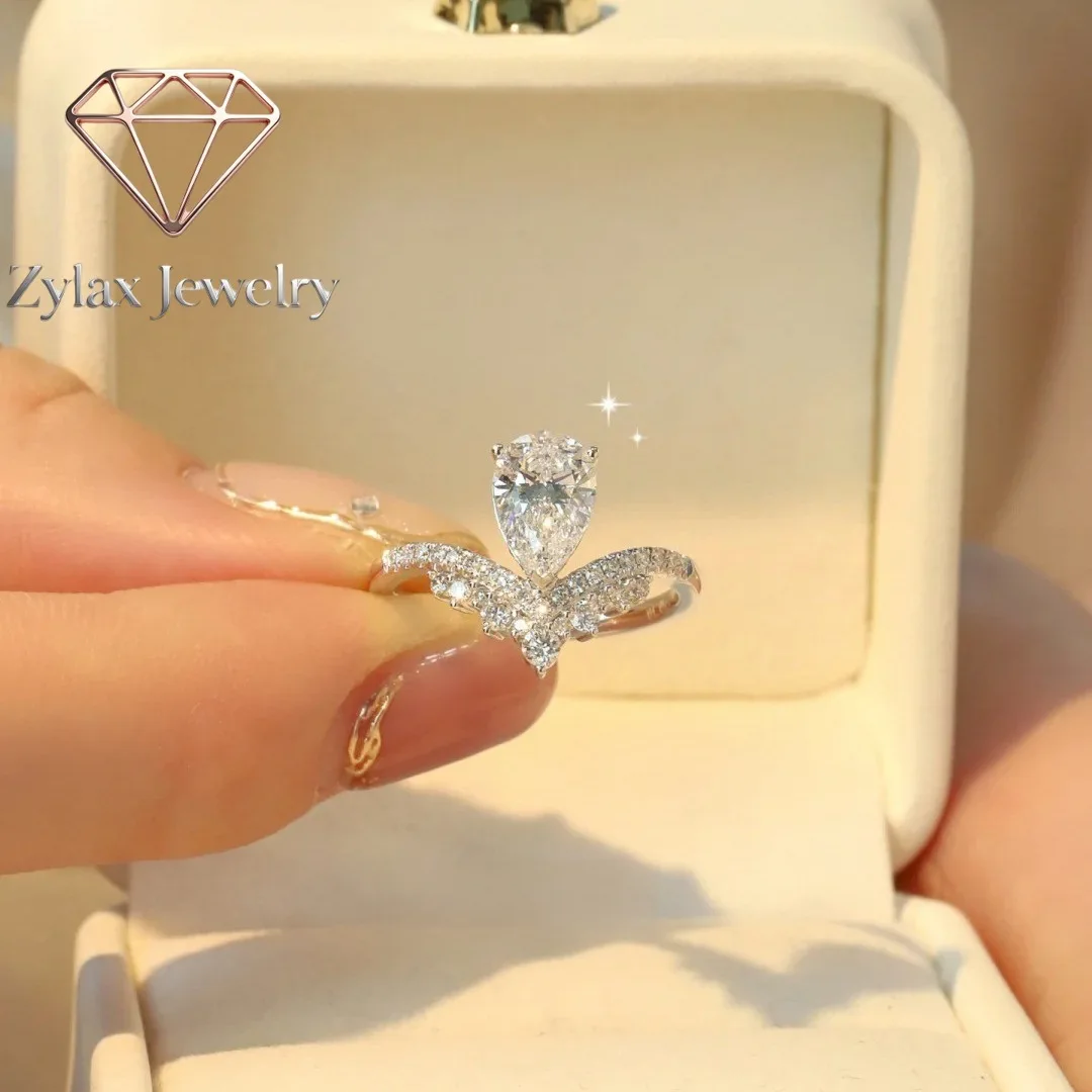 

Кольцо Zylax Jewelry с муассанитом 1.5 карата в форме капли, женское, из платины PT950 - Вечное, долговечное, символизирует упорство, идеально для себя и любимых.