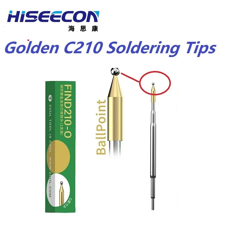 2UUL FIND C210 Golden BallPoint Soldering Iron Tips 018/020/002 Set for Phone BGA CPU Repair and Electronics Welding