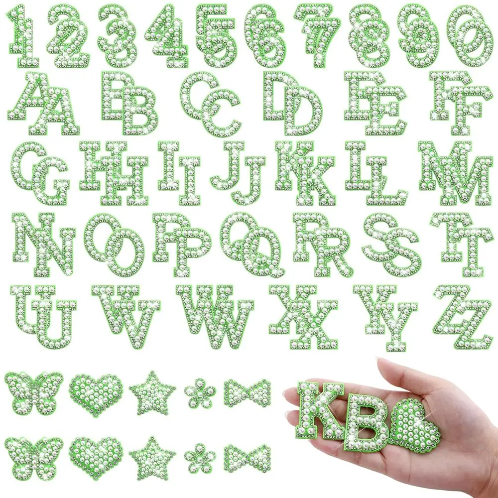 

82Pcs Self Adhesive Pearl Letter Patches (A-Z),Number Patch 0-9,Glitter Pearl Letter Patches Rhinestone Applique for DIY Clot