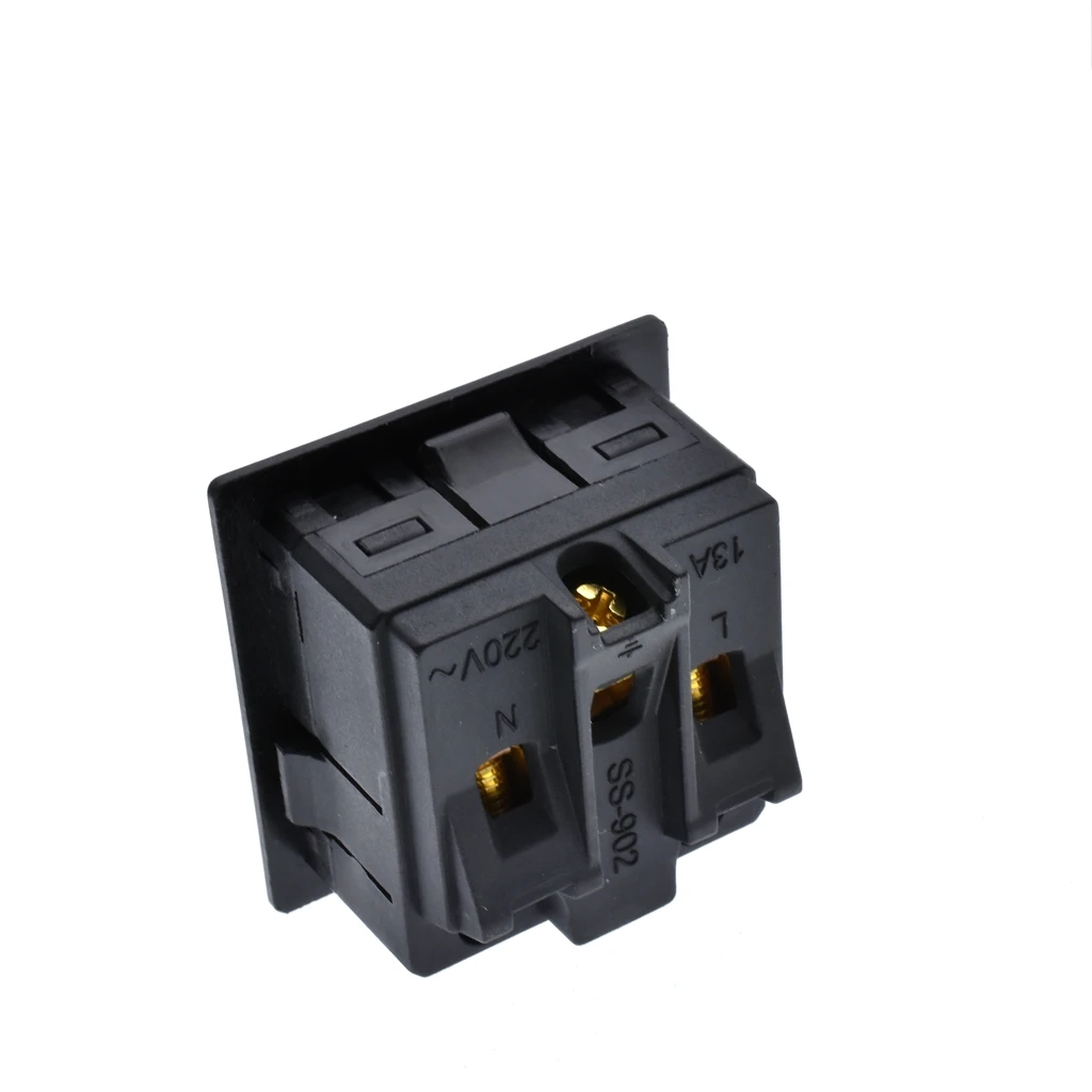 New AC power socket Multifunction with safety door black 13A 250V Solder free connect lock screw