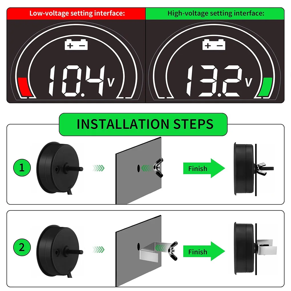 LCD Display Battery Monit-or Voltage Meter Voltmeter Tester DC 8-100V Waterproof Digital Indicator Durability