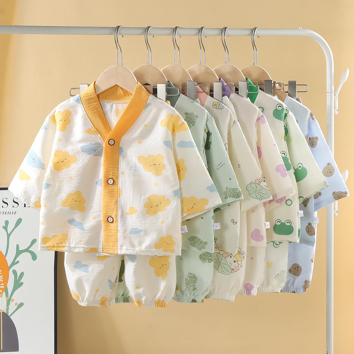 Baby Boys Girl Suit Children's Pajamas Underwear Homewear Summer Cardigan Kids Thin Ventilate Air-conditioning Clothing Sets