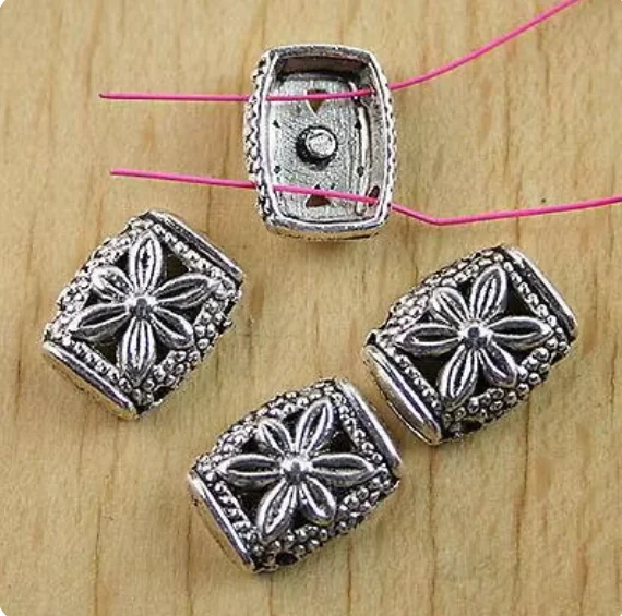 20pcs 14x11x4mm tibetan silver 2 hole flower spacer beads HWH 0470