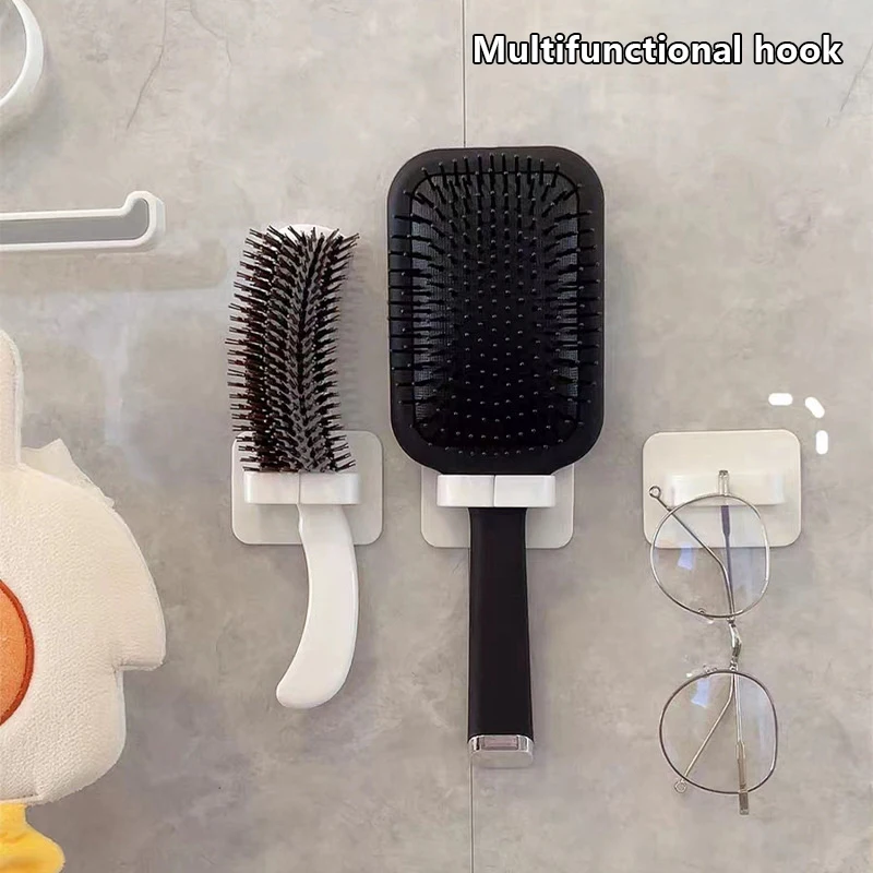 2Pcs Circular Hook Hair Comb Brush Storage Rack Punch-free Wall Mounted Organizer Bathroom Accessories Storage Cabinet Rack