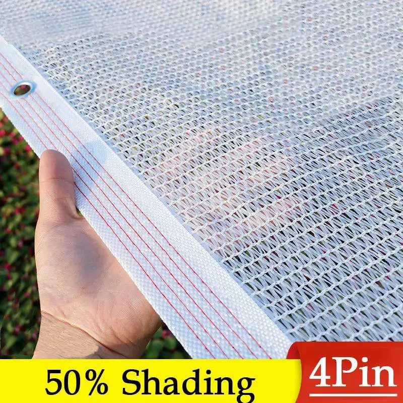 4Pin 50% Shading White Shade Net Greenhouse Succulent Garden Outdoor Shade Cover