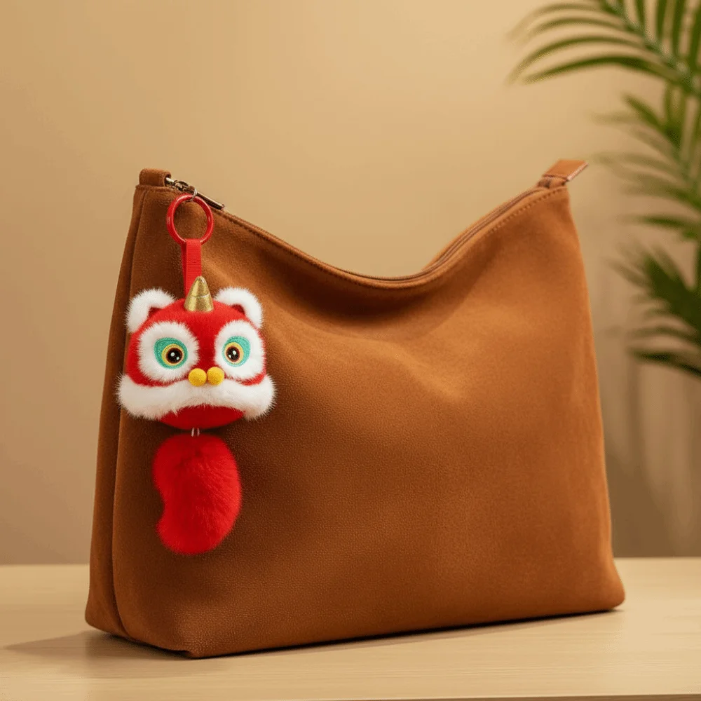 

Cartoon Lion Dance Keychain Year of Horse Awakened Lion Lion Dance Pendant Plush Toy Doll Chinese Style Chinese New Year Gift