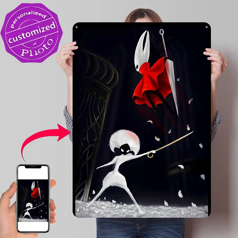 Hollow Knight: Hornet Vs. Pure Vessel Metal Poster Perfect Gift for Fans Lovers Personalized Wall Art Metal Sign for Wand Deko