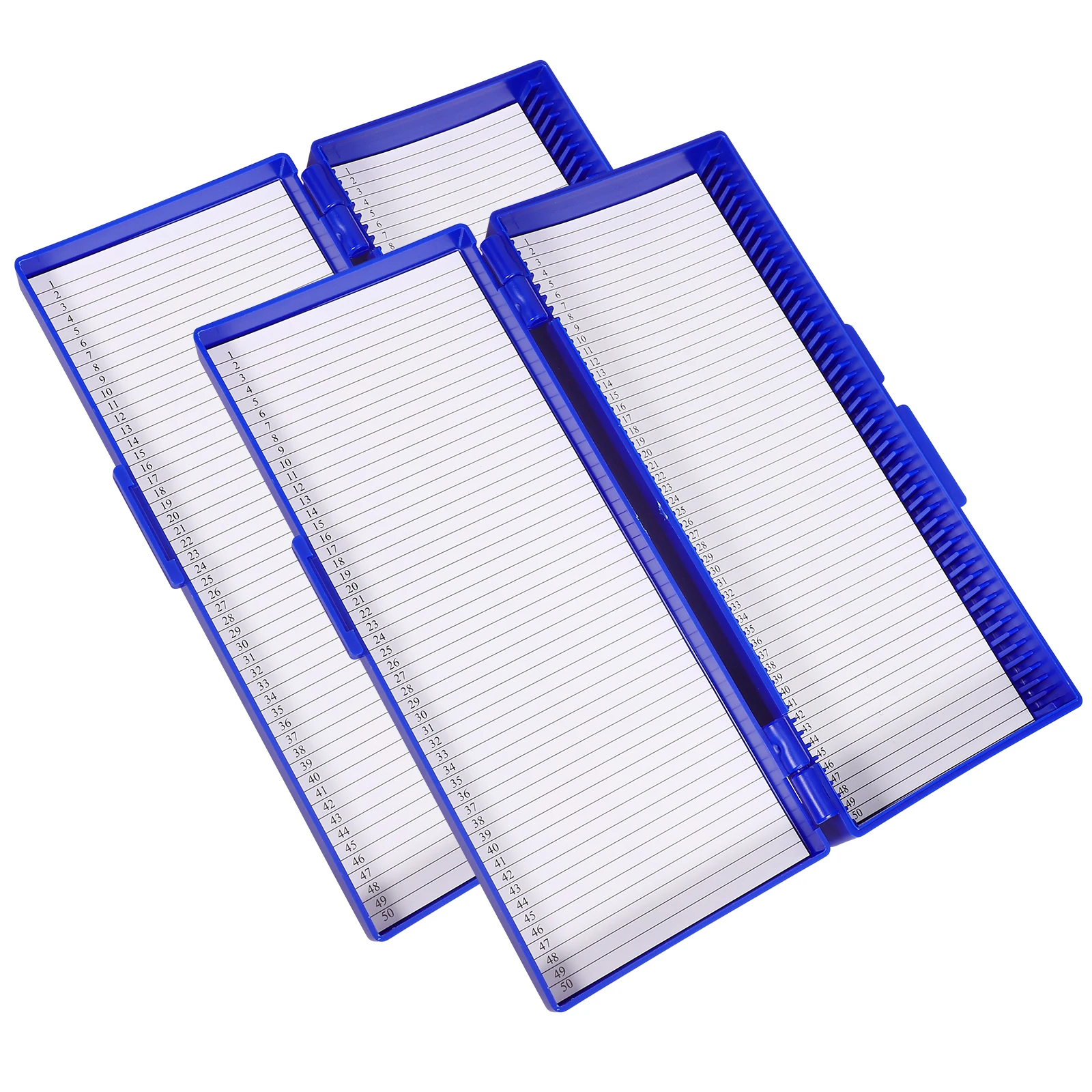 

2pcs Cases High Quality Plastic Slide Boxes 50 Slots Top Hinged Lid Pathological Slide Storage For Medical Lab Use Dark Blue