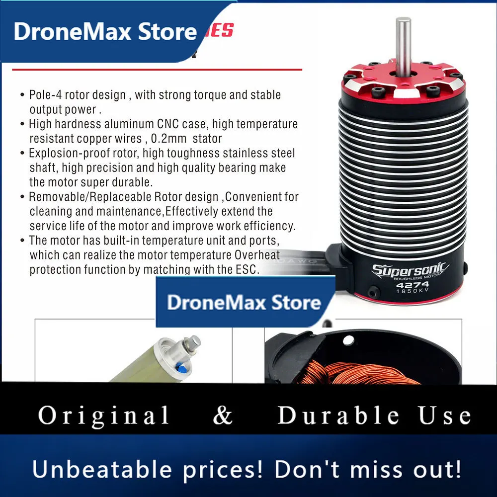 DroMaSurpass Hobby Rocket-RC Supersonic Waterproof Brushless Motor 4268 4274 4282 4292 For 1/8 1/7 RC Car Traxxas Wltoys HSP Mot