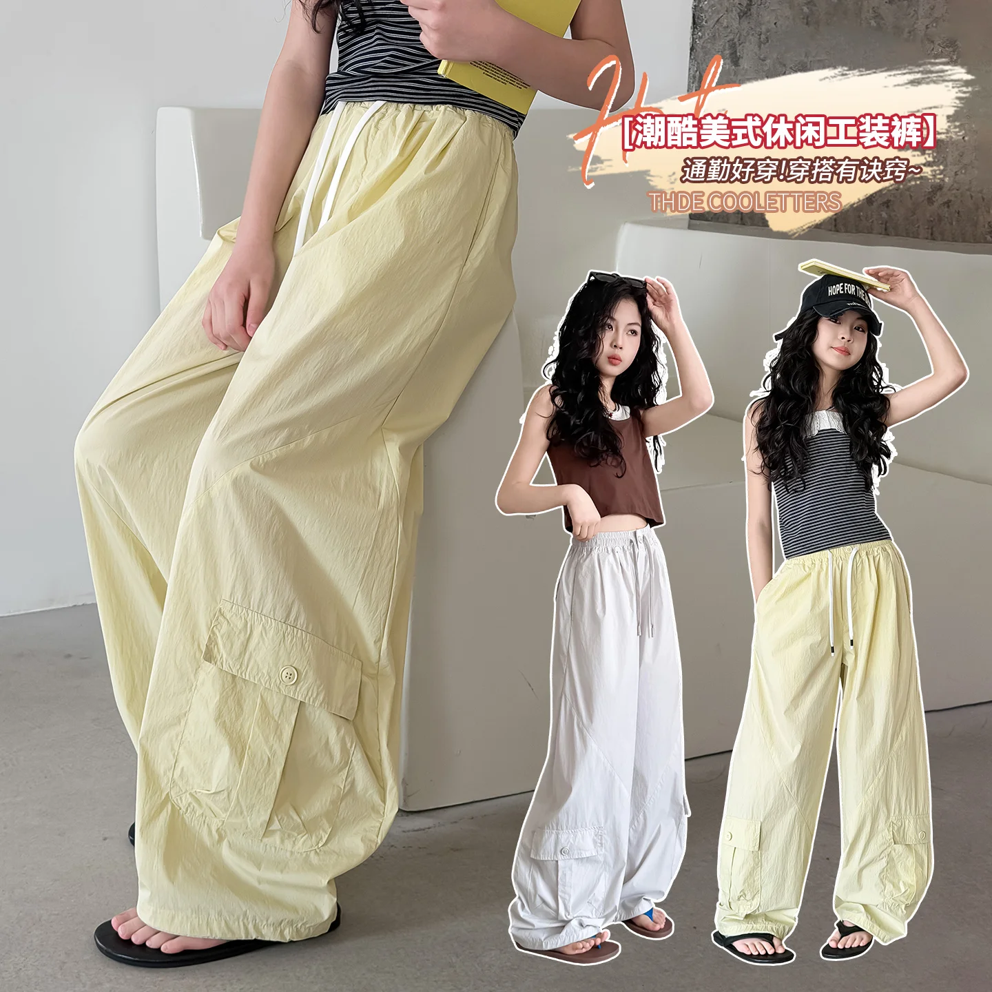 

Spring Summer Girls Bite-Proof Hiking Utility Cargo Pants with Side Pockets Mosquito-Resistant Child Toddler Bottom Age 4-14 Y