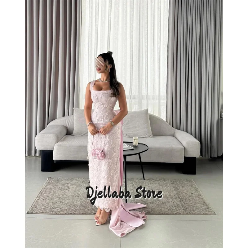 ชุดราตรีประดับเลื่อมลูกปัดแบบสั่งทำพิเศษ พร้อมโบว์หรูหรา ทรงเมอร์เมด ยาวระดับข้อเท้า สำหรับผู้หญิง