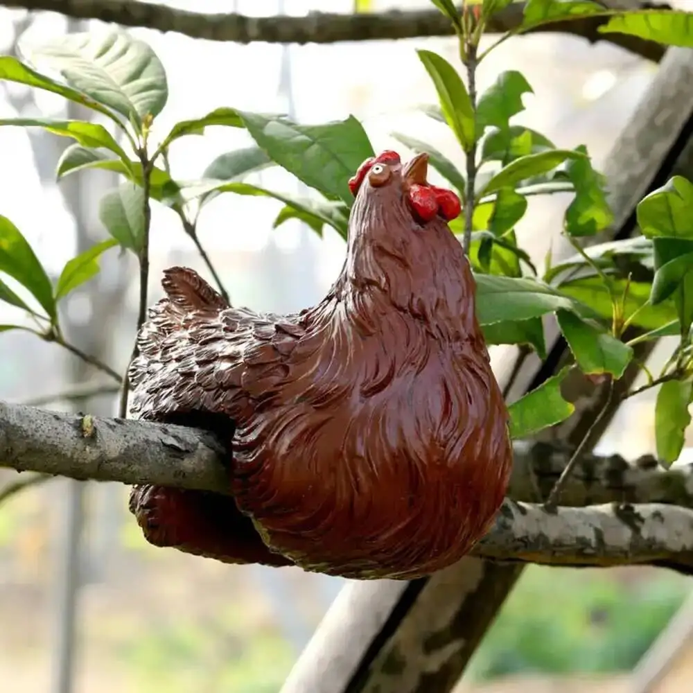 New Style Sewn Hen Decoration Card Slot Chicken Clip Ladder Garden Creative Resin Handicraft Decoration