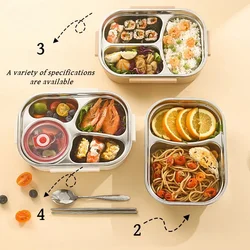 2/3/4 Divided Stainless Steel 1000mL Compartment Lunch Box Insulated Lunch Box Office Worker Student Sealed Portable Bento Box