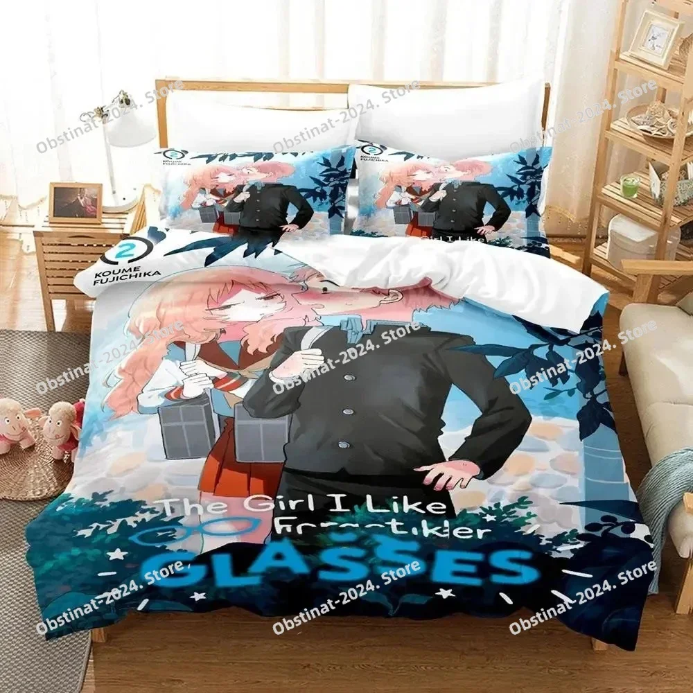 

Anime Girl I Like Forgot Her Glasses Bedding Set Duvet Cover Full Queen King Size Pillowcase Printed Bed Set Aldult Kid Bedroom