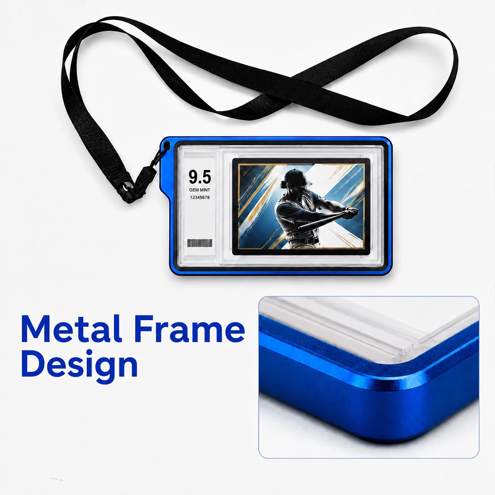 Graded Card Slab Metal Case For PSA 35PT with Landyard, PTCG Trading Card Magnetic Protector For Outdoor Display and Carring