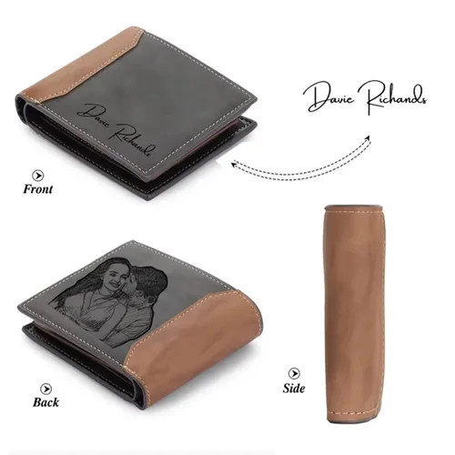 Imagen 2 del producto Regalos de cumpleaños de aniversario para hombres, regalo con nombre personalizado, tarjetero, billetera plegable para el día del padre del marido