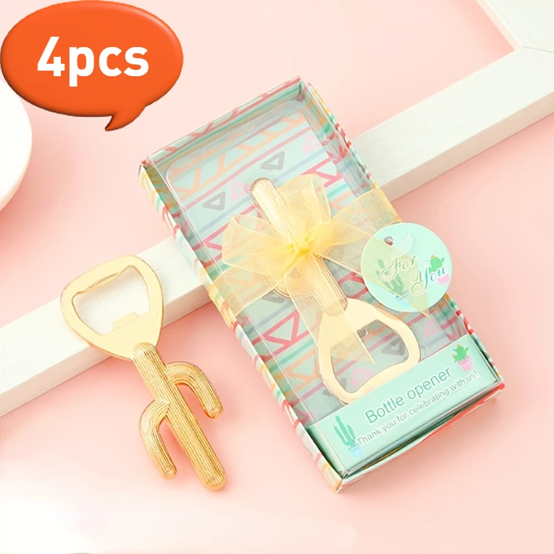 4pcsAlloy Package Bottle Opener Funny Gifts Cactus Shape Beer Openers Tools Creative Wedding Favors for Guest Bar Decoration Gad