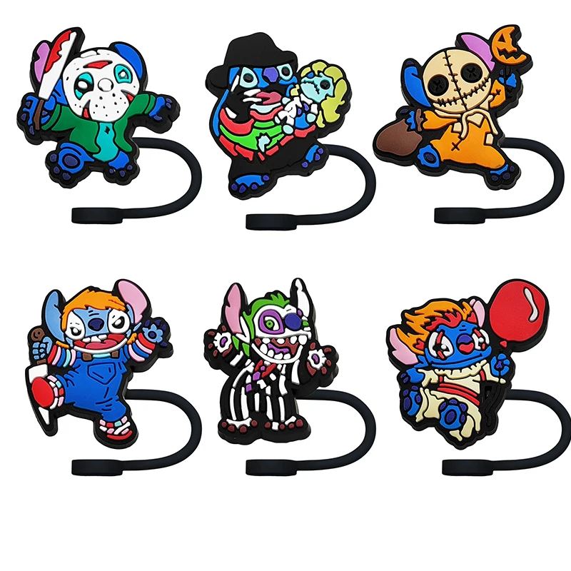 10MMDisney Cartoon Horror Straw Cover Cap Drink Straw Plug Reusable Splash Proof Drinking Fit Cup Straw Cap Charms Pendant